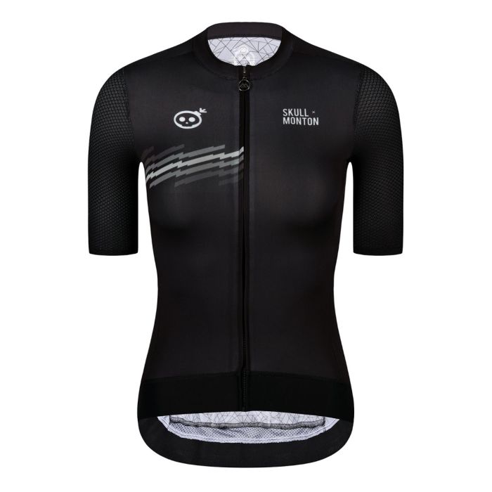 SKULL MONTON WOMENS CYCLING JERSEY THUNDER BLACK