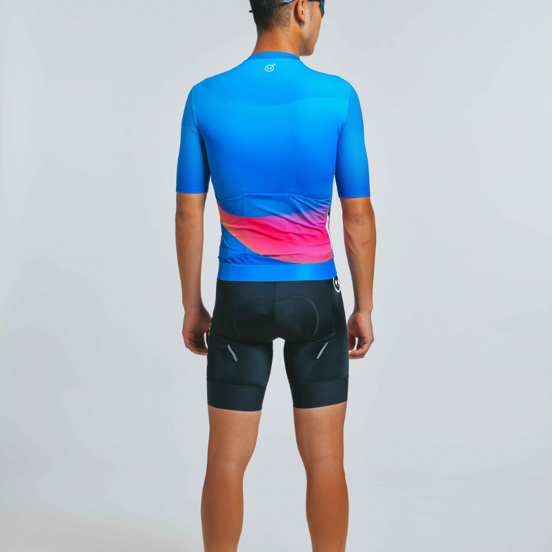 SKULL MONTON MENS CYCLING JERSEY NORTHERNLIGHTS BLUE PINK