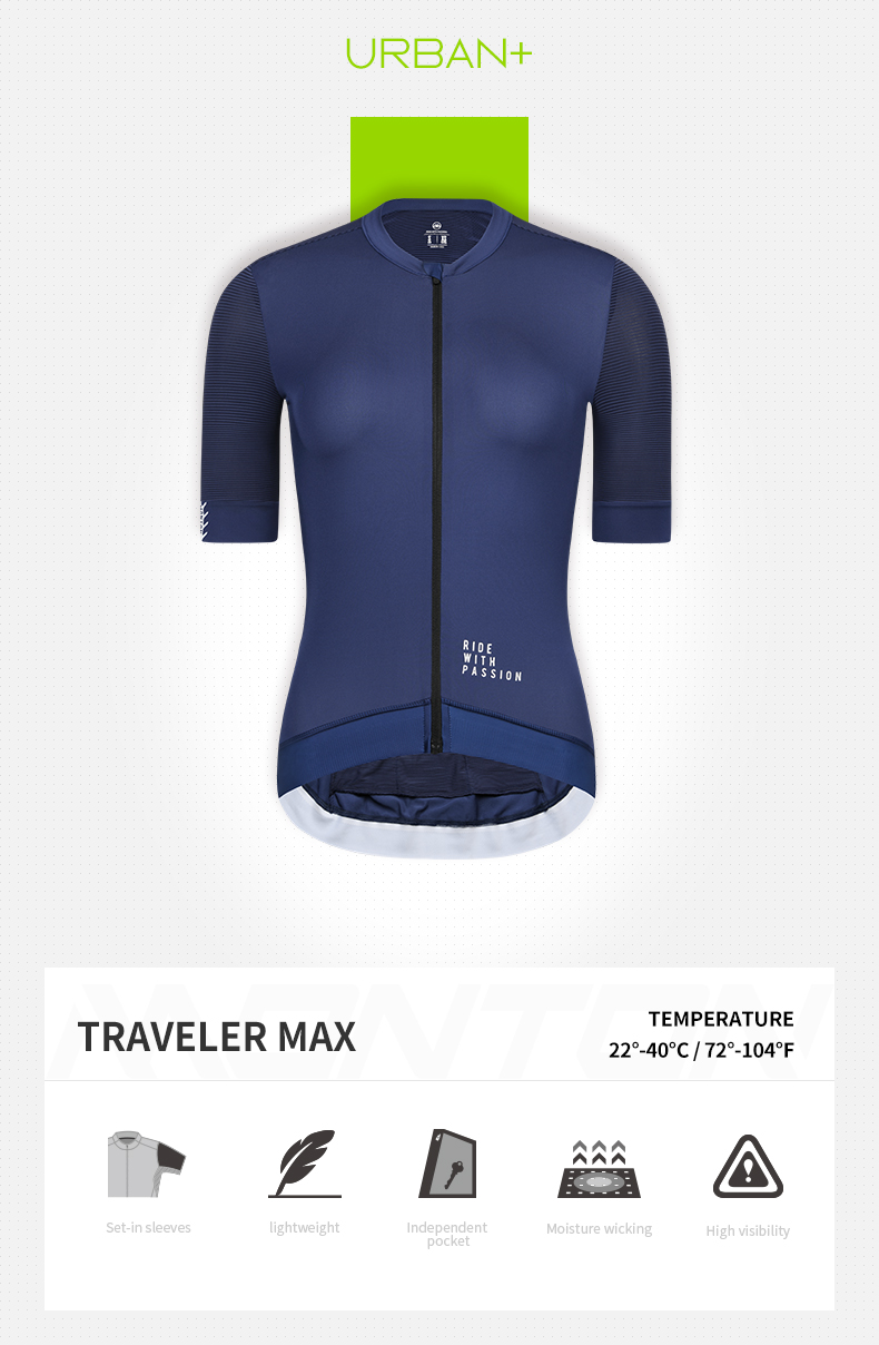 MENS SHORT SLEEVE CYCLING JERSEY URBAN TRAVELER MAX DEEP BLUE
