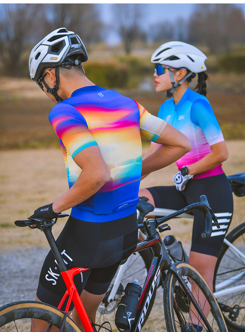 SKULL MONTON MENS CYCLING JERSEY NORTHERNLIGHTS YELLOW BLUE