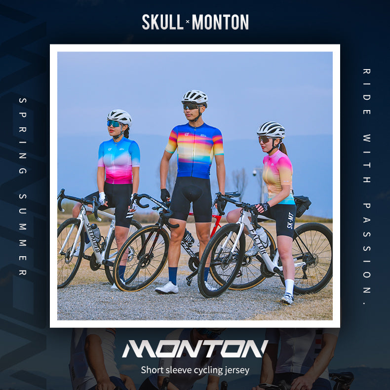 SKULL MONTON MENS CYCLING JERSEY NORTHERNLIGHTS YELLOW BLUE