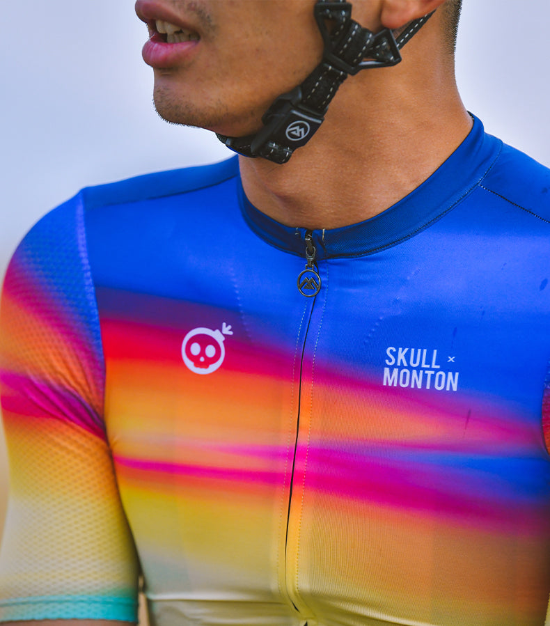 SKULL MONTON MENS CYCLING JERSEY NORTHERNLIGHTS YELLOW BLUE