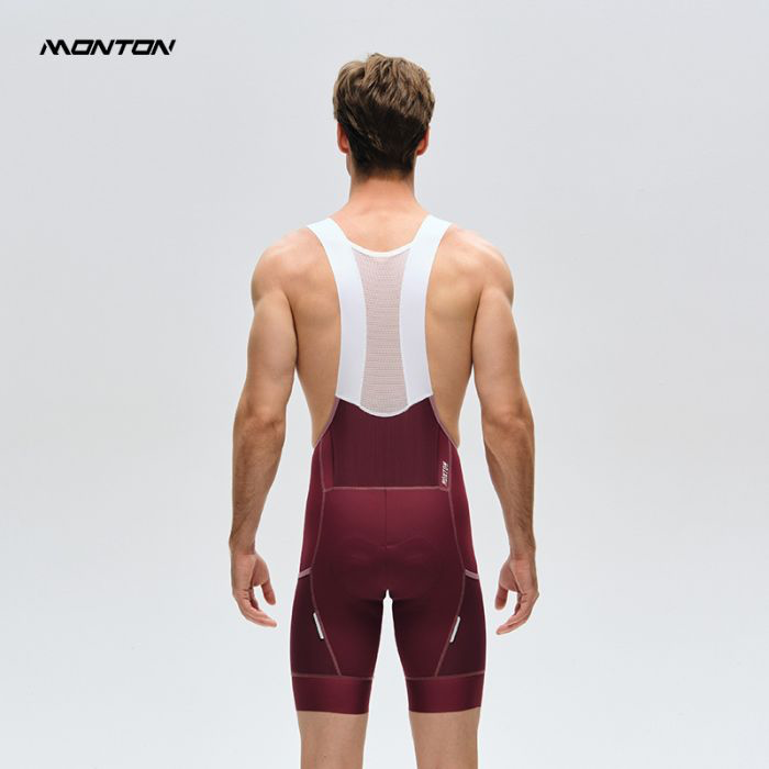 MENS BIB SHORTS CHASESUMMER BURGUNDY RED