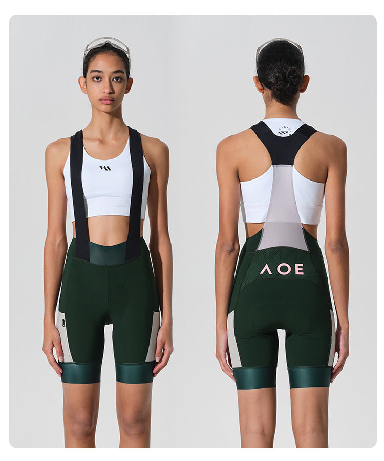 WOMENS BIB SHORTS STRAORDINARIO DEEP FOREST GREEN