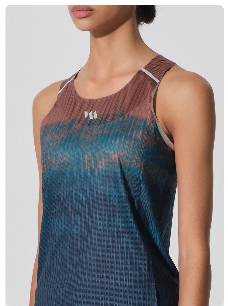 WOMENS RUNNING SINGLET TERRA GRADIENT OCEAN RUST