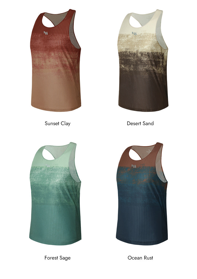 WOMENS RUNNING SINGLET TERRA GRADIENT FOREST SAGE
