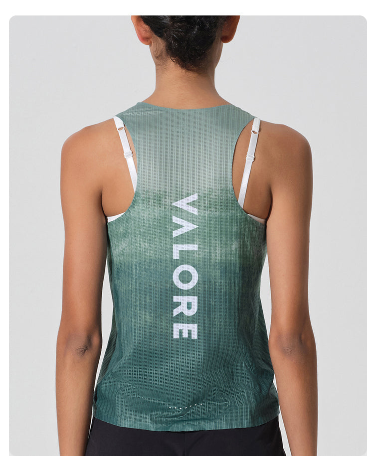 WOMENS RUNNING SINGLET TERRA GRADIENT FOREST SAGE