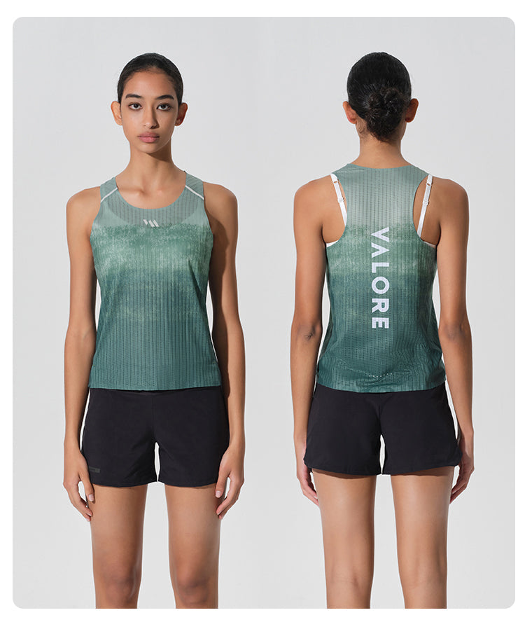 WOMENS RUNNING SINGLET TERRA GRADIENT FOREST SAGE