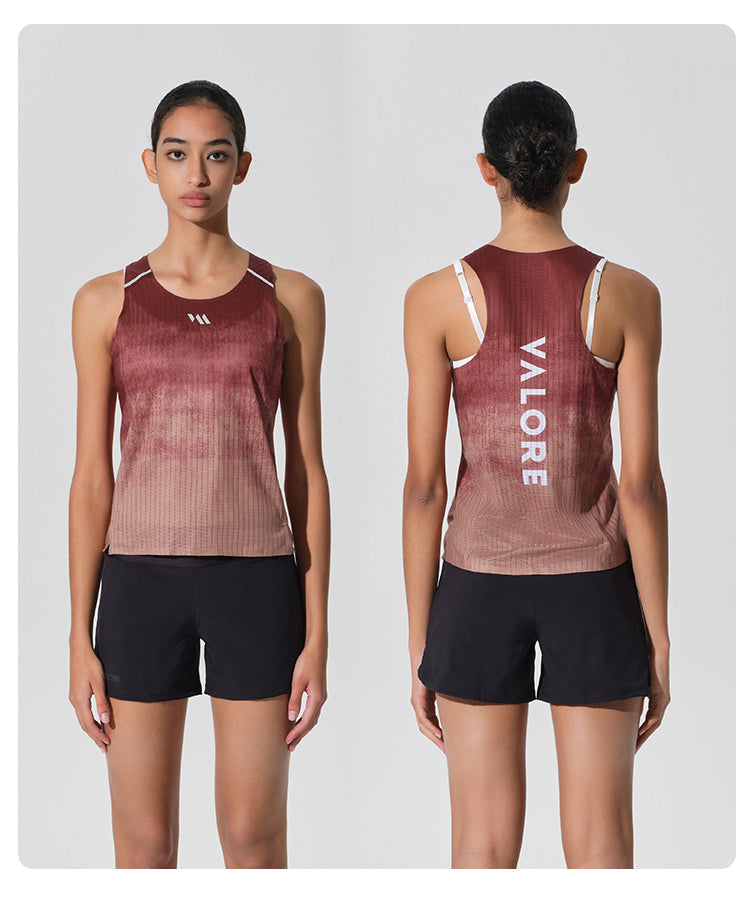 WOMENS RUNNING SINGLET TERRA GRADIENT SUNSET CLAY