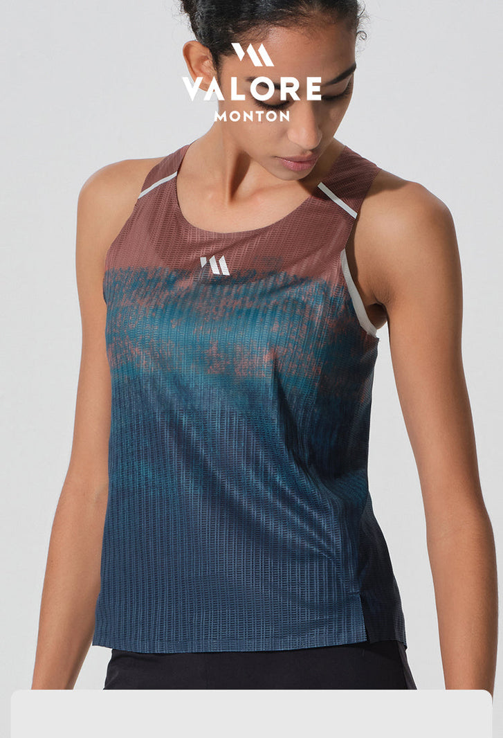 WOMENS RUNNING SINGLET TERRA GRADIENT OCEAN RUST