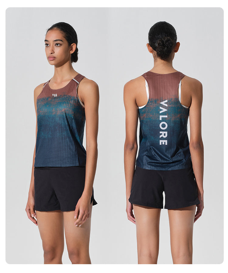 WOMENS RUNNING SINGLET TERRA GRADIENT OCEAN RUST