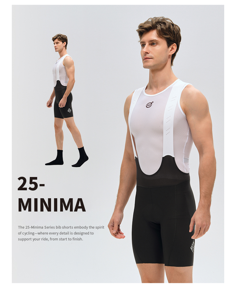 MENS BIB SHORTS 25-MINIMA BLACK GREY