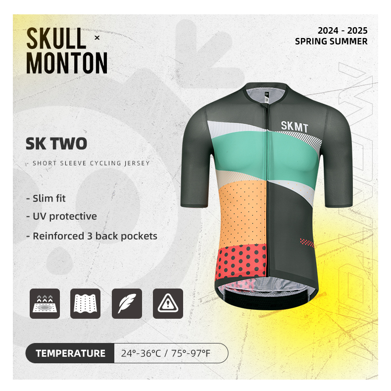 SKULL MONTON MENS JERSEY SK TWO CARBON GRAY - GEO GRAY