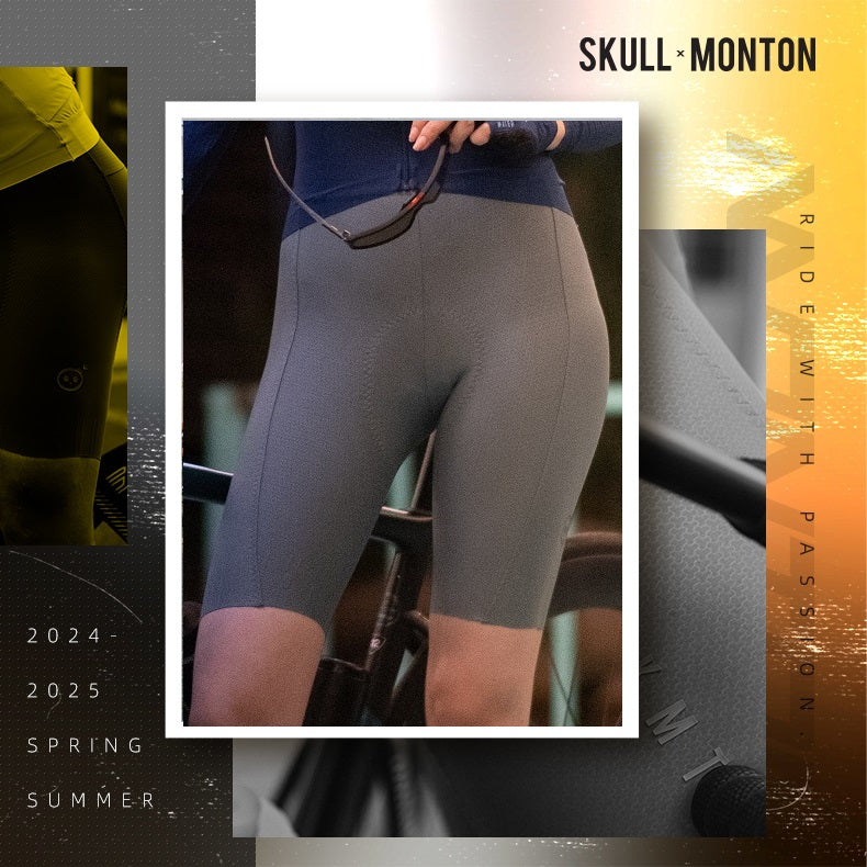 SKULL MONTON WOMENS BIB SHORTS MINIMA SLATE GRAY / GRAY GREEN