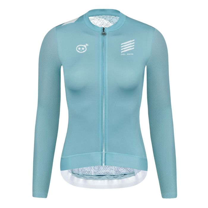 SKULL MONTON WOMENS LONG SLEEVE CYCLING JERSEY THURSDAY III TURQUOISE BLUE