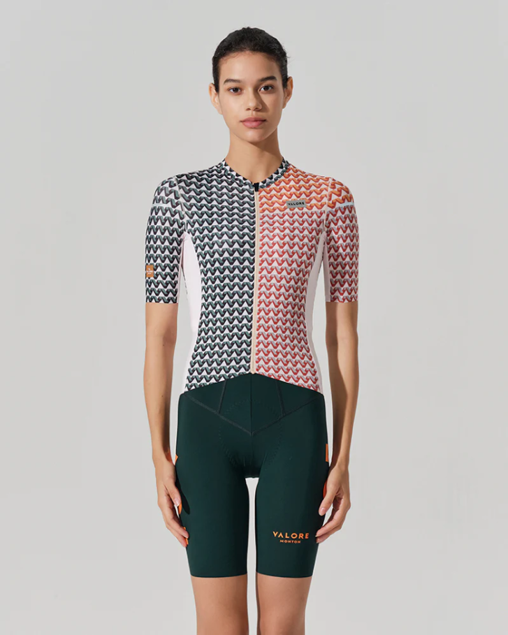SHORT SLEEVE JERSEY WOMENS – V MOTIVA – GREEN & RUST