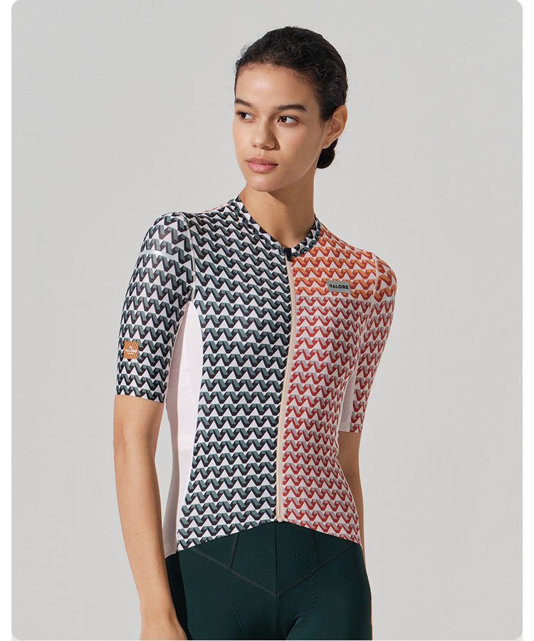 SHORT SLEEVE JERSEY WOMENS – V MOTIVA – GREEN & RUST