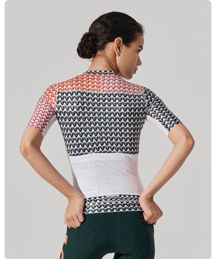 SHORT SLEEVE JERSEY WOMENS – V MOTIVA – GREEN & RUST