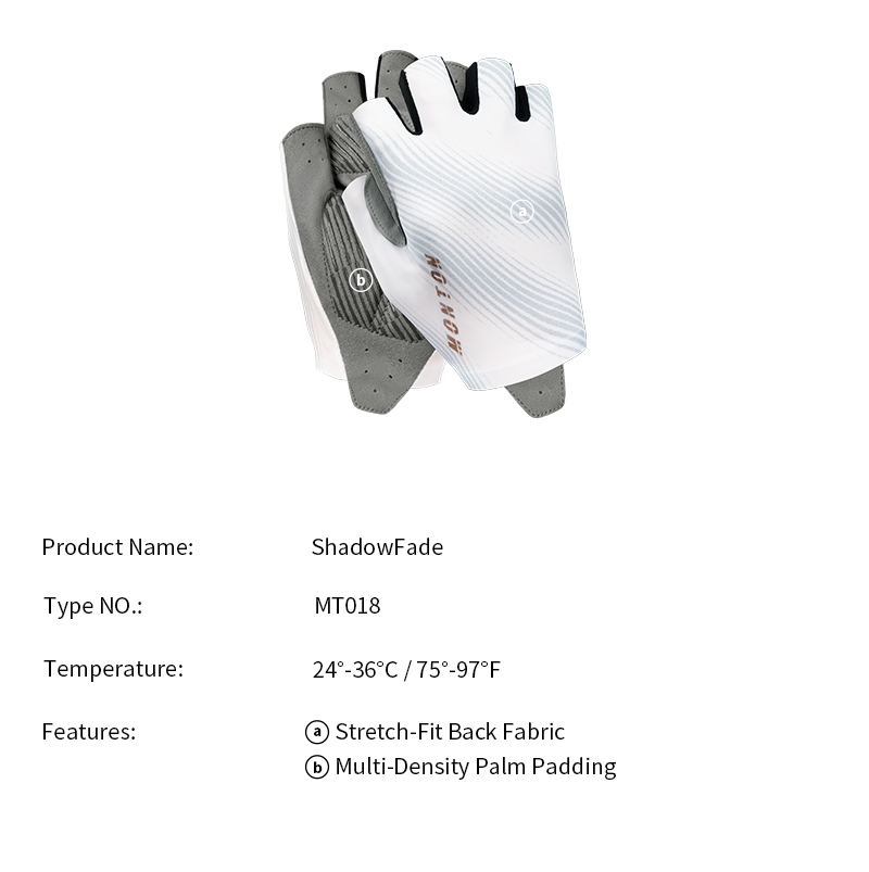 FINGERLESS CYCLING GLOVES SHADOWFADE WHITE