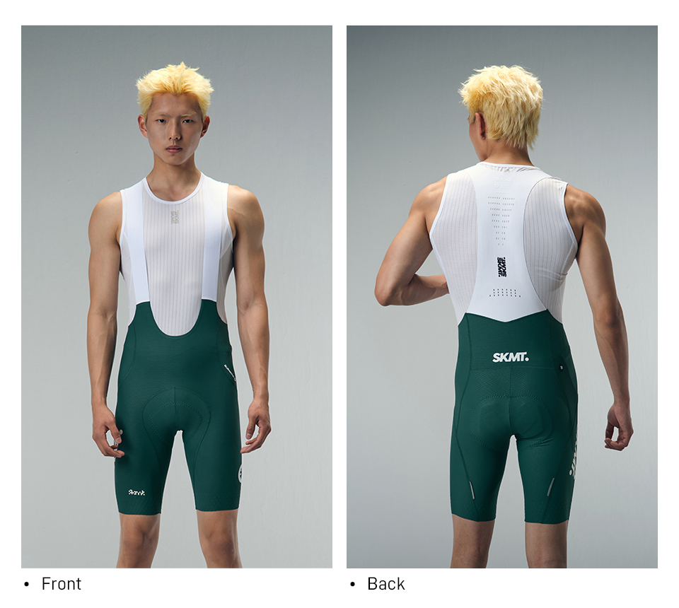 MENS BIB SHORTS FLUX BLOCK - DEEP FOREST