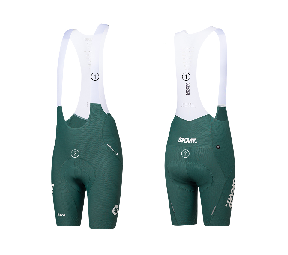 MENS BIB SHORTS FLUX BLOCK - DEEP FOREST