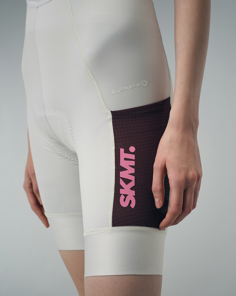 WOMENS BIB SHORTS MOTION UTILITY – ALMOND WHITE