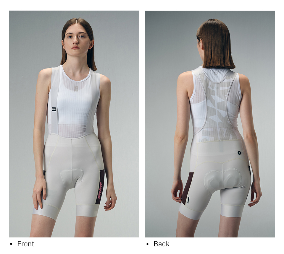 WOMENS BIB SHORTS MOTION UTILITY – ALMOND WHITE