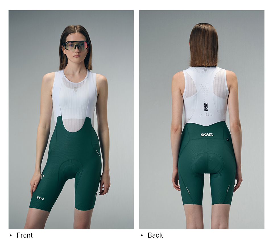 WOMENS BIB SHORTS FLUX BLOCK - DEEP FOREST