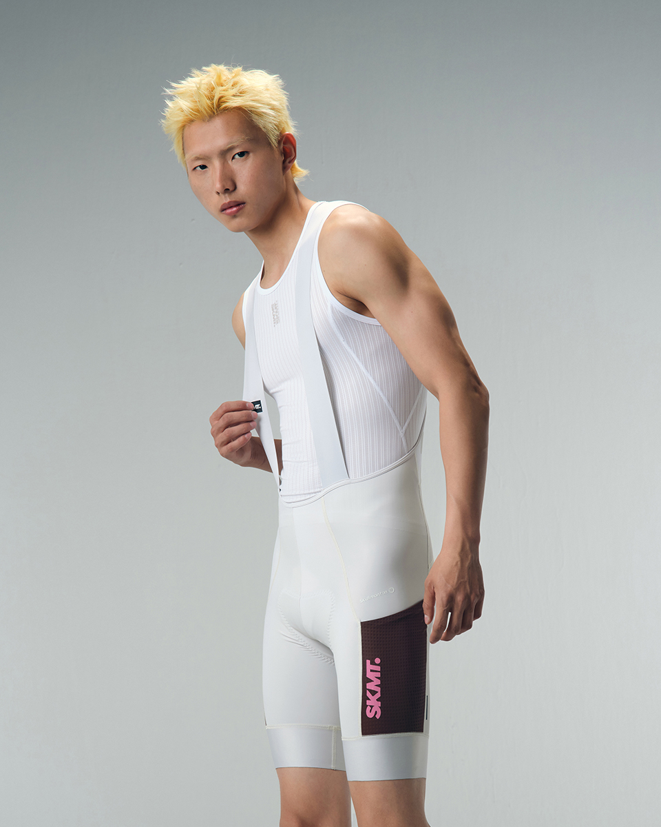 MENS BIB SHORTS MOTION UTILITY – ALMOND WHITE