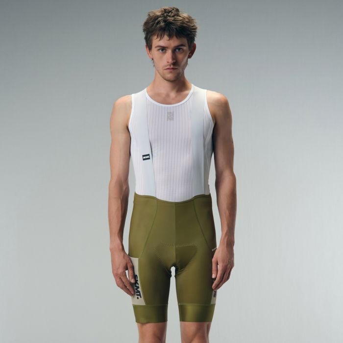 MENS BIB SHORTS MOTION UTILITY – MUSTARD GREEN