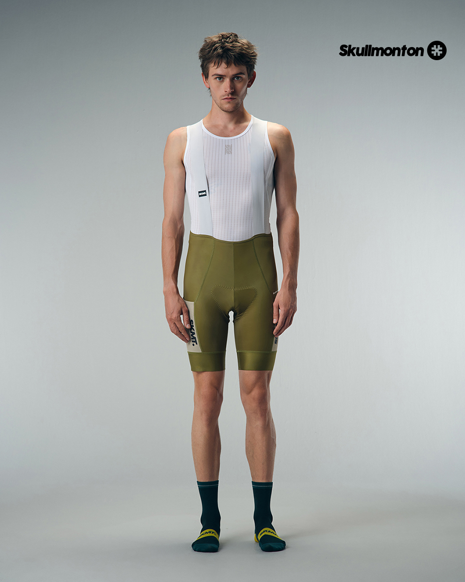 MENS BIB SHORTS MOTION UTILITY – MUSTARD GREEN