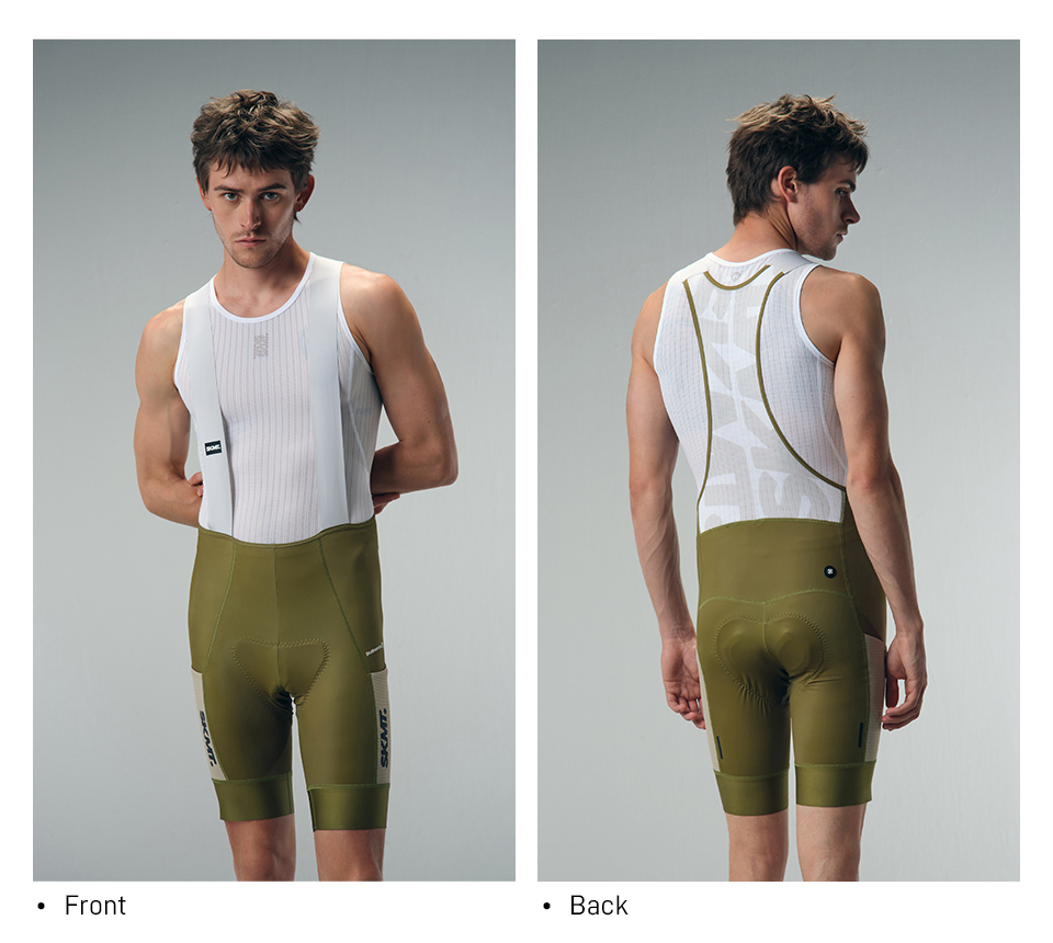 MENS BIB SHORTS MOTION UTILITY – MUSTARD GREEN