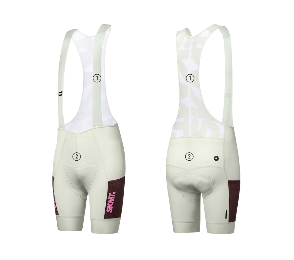 MENS BIB SHORTS MOTION UTILITY – ALMOND WHITE
