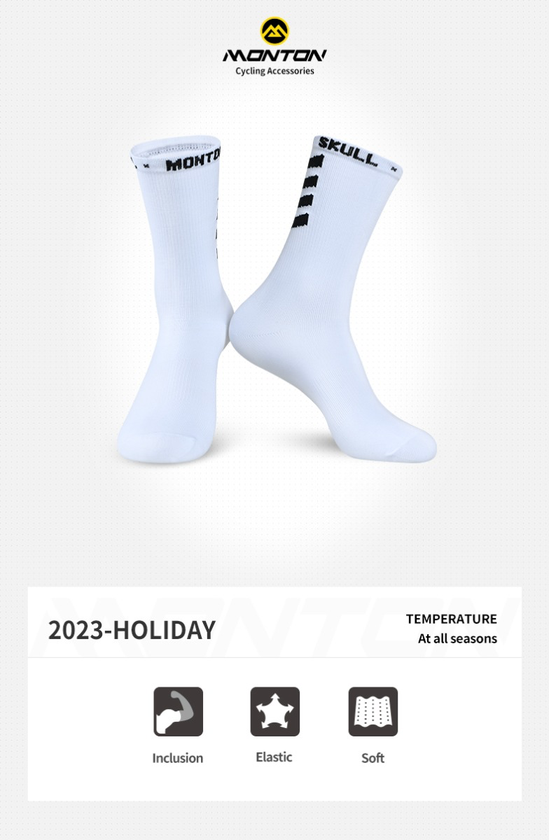 2023 SKULL MONTON WOMEN CYCLING SOCKS HOLIDAY III WHITE