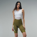 WOMENS BIB SHORTS MOTION UTILITY – MUSTARD GREEN