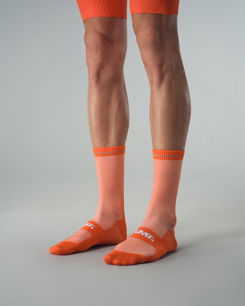 CYCLING SOCKS FLUX BLOCK - HEATWAVE ORANGE