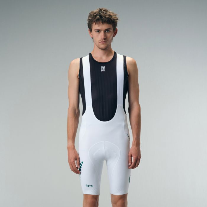 MENS BIB SHORTS FLUX BLOCK - CHALK WHITE