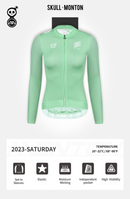 SKULL MONTON WOMENS LONG SLEEVE CYCLING JERSEY SATURDAY III FERN GREEN