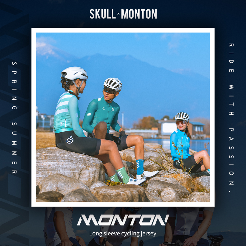 SKULL MONTON WOMENS LONG SLEEVE CYCLING JERSEY SATURDAY III FERN GREEN