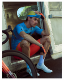 CYCLING CAP FLUX BLOCK - BLUE / YELLOW