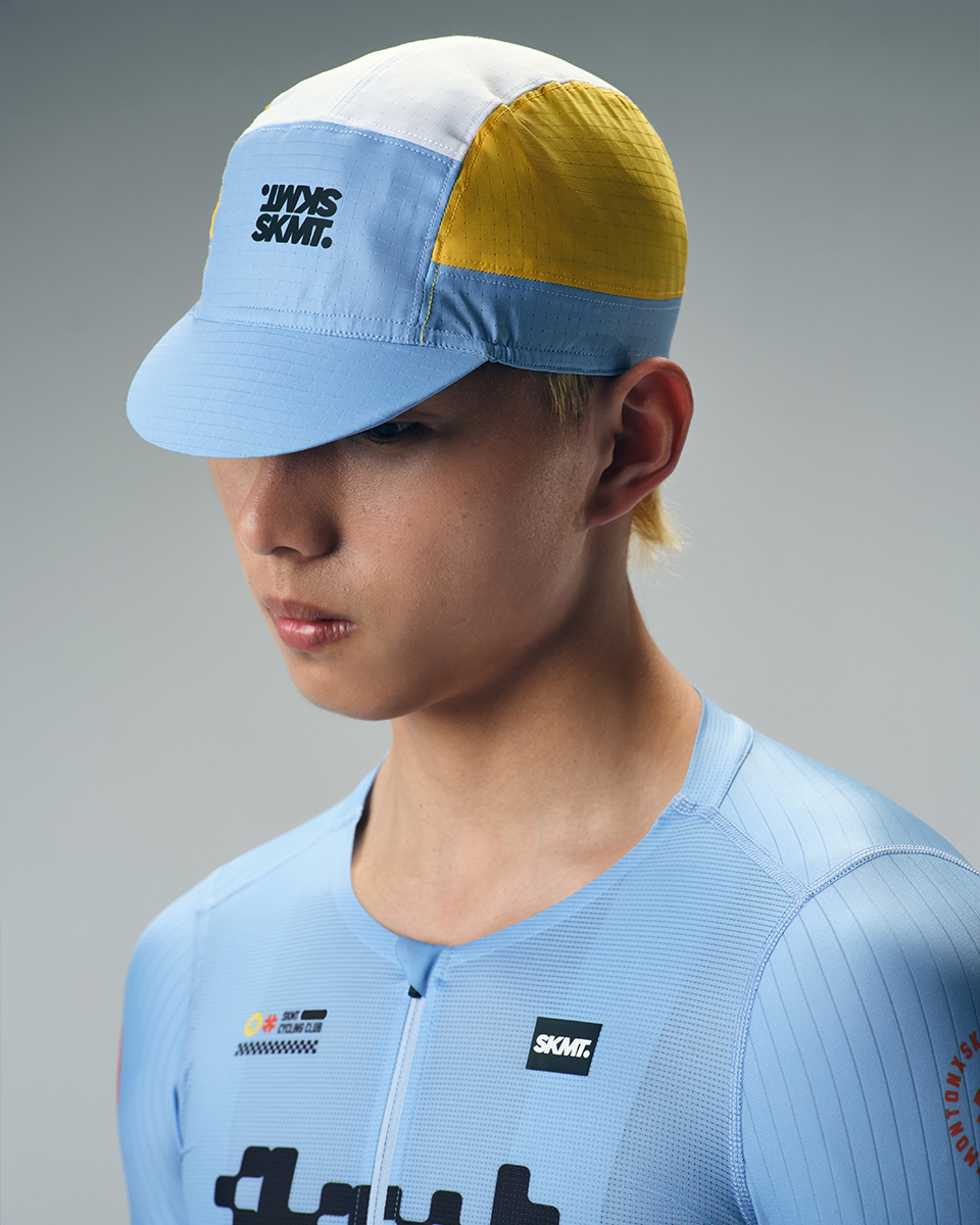 CYCLING CAP FLUX BLOCK - BLUE / YELLOW