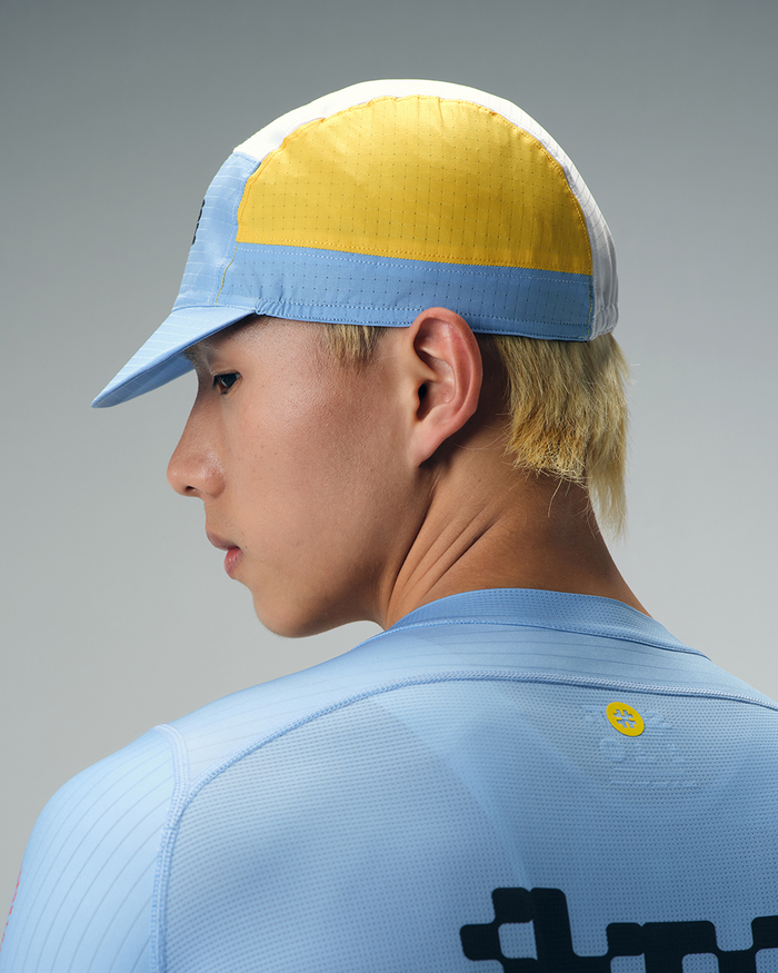 CYCLING CAP FLUX BLOCK - BLUE / YELLOW