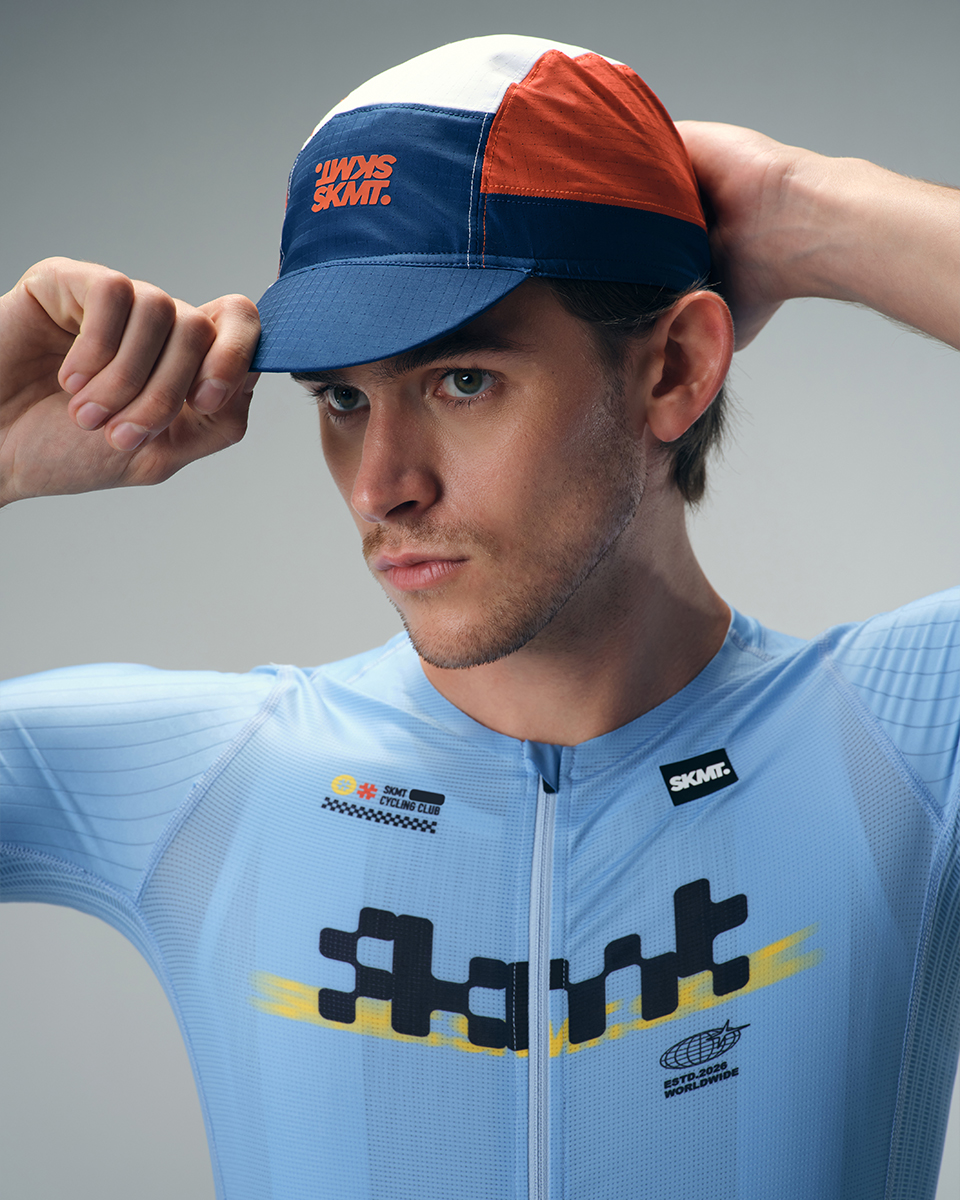 CYCLING CAP FLUX BLOCK - NAVY / ORANGE