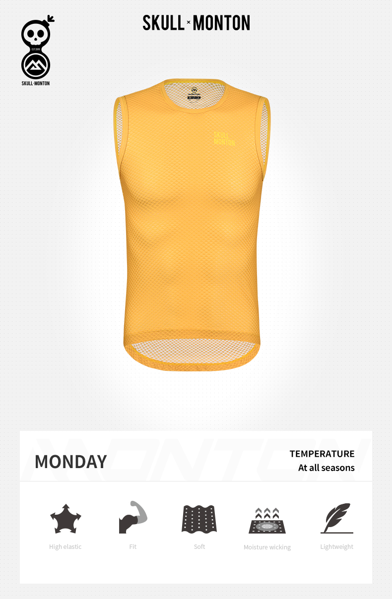 SKULL MONTON CYCLING BASE LAYER MONDAY III YELLOW