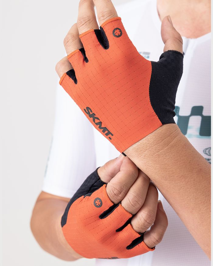 FLUX BLOCK PADDED CYCLING GLOVES - BURNT ORANGE