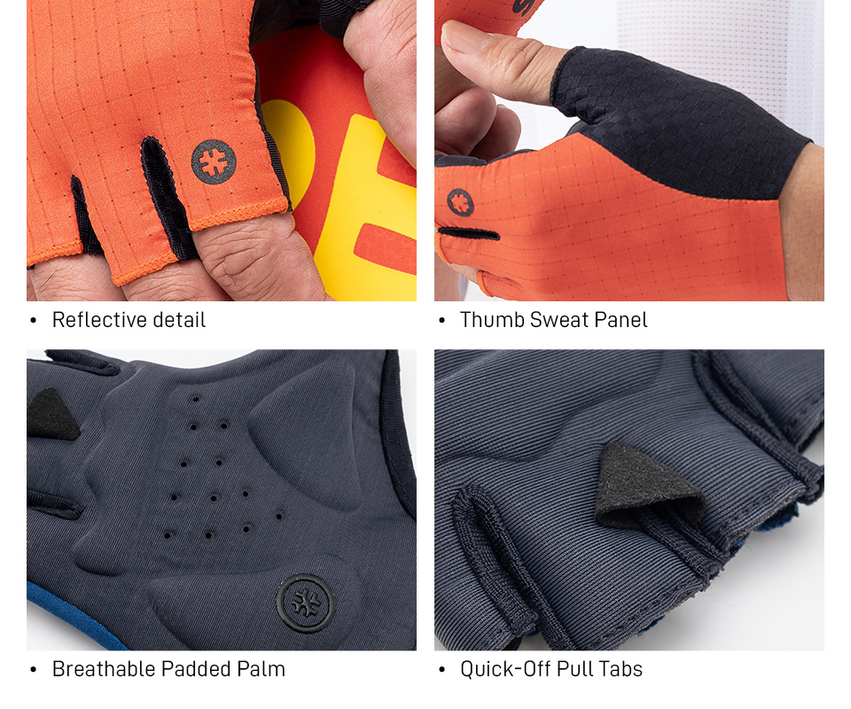 FLUX BLOCK PADDED CYCLING GLOVES - BURNT ORANGE