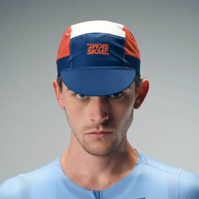 CYCLING CAP FLUX BLOCK - NAVY / ORANGE