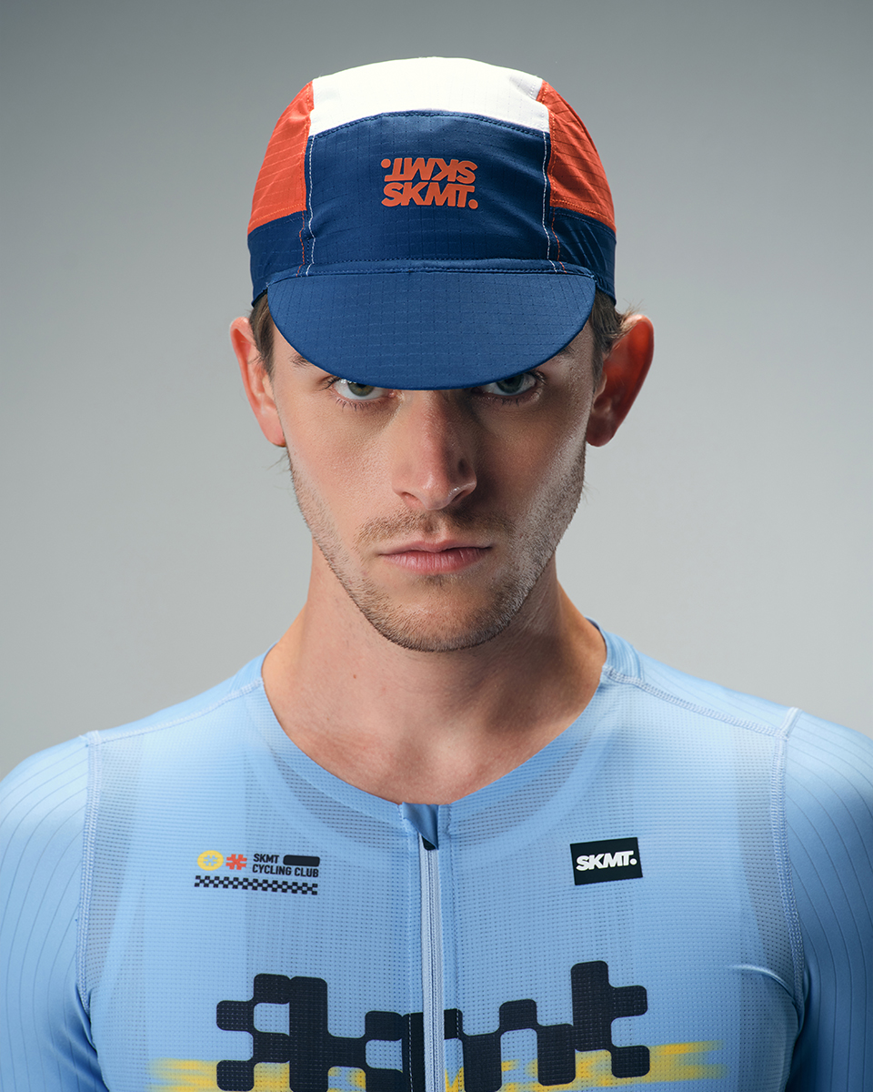 CYCLING CAP FLUX BLOCK - NAVY / ORANGE