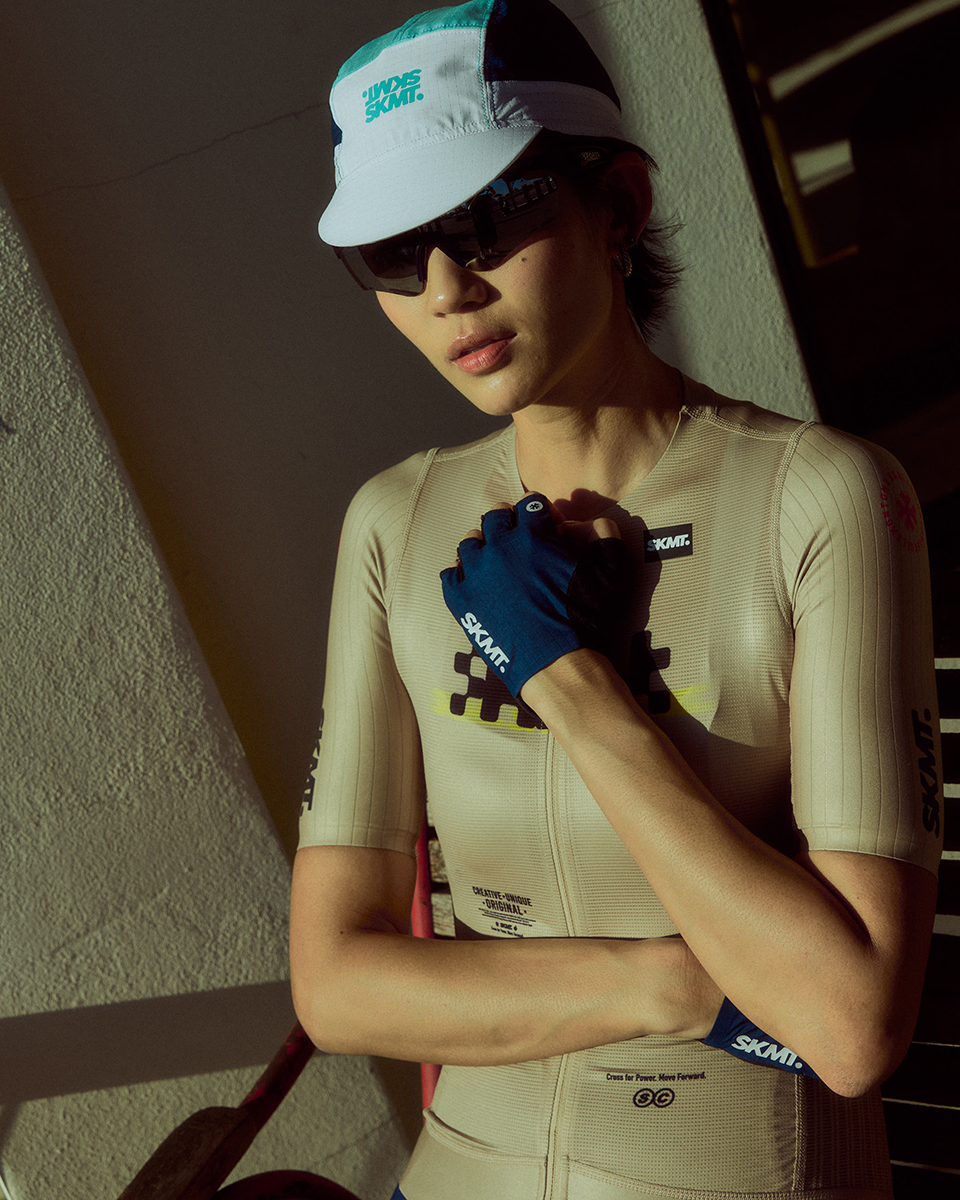 CYCLING CAP FLUX BLOCK - WHITE / GREEN
