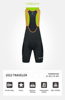 MENS CYCLING BIB SHORTS URBAN+ TRAVELER GRAY *